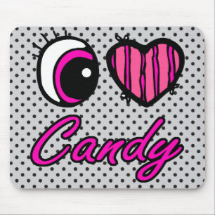 Emo Eye Heart I Love Candy Mouse Pad
