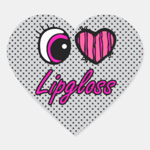 Emo Eye Heart I Love Lipgloss Heart Sticker