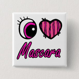 Emo Eye Heart I Love Mascara 15 Cm Square Badge