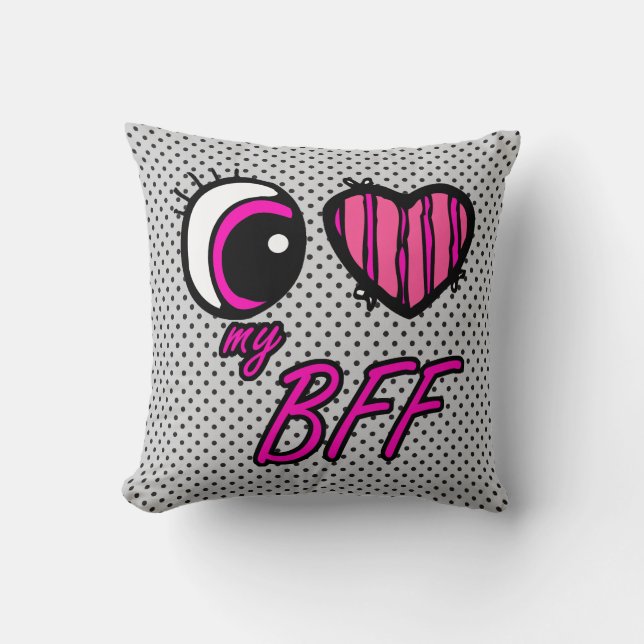 Emo Eye Heart I Love my BFF Best Friend Forever Cushion (Front)