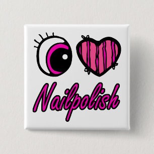 Emo Eye Heart I Love Nail polish 15 Cm Square Badge
