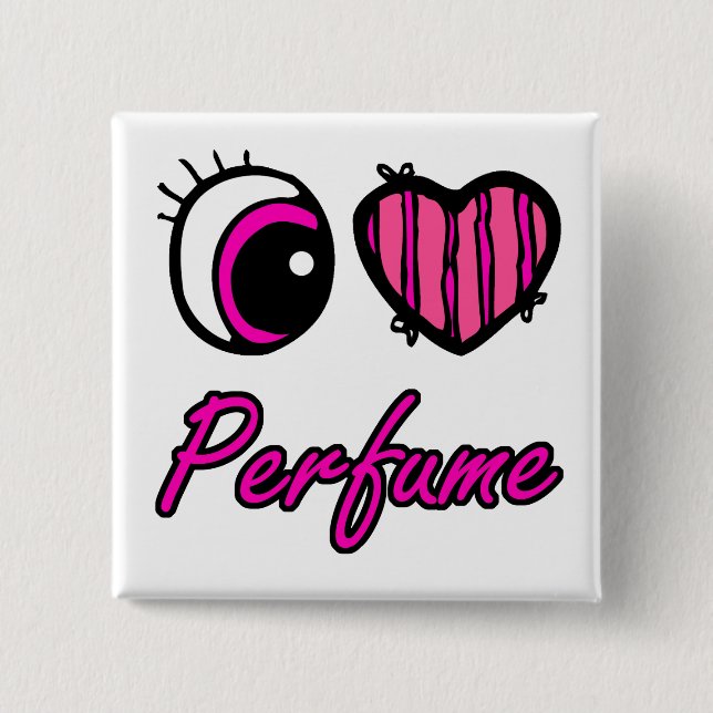 Emo Eye Heart I Love Perfume 15 Cm Square Badge (Front)