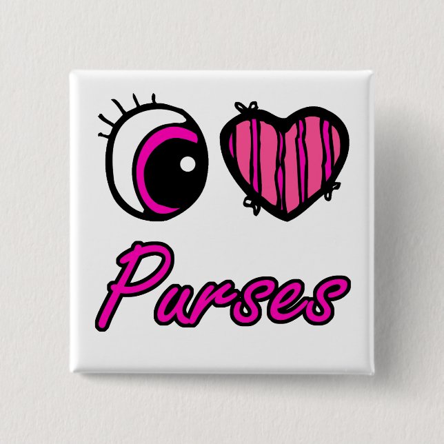 Emo Eye Heart I Love Purses 15 Cm Square Badge (Front)