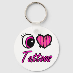 Emo Eye Heart I Love Tattoos Key Ring