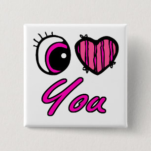 Emo Eye Heart I Love you 15 Cm Square Badge