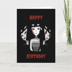 Emo Girl Hand-Drawn Birthday Card