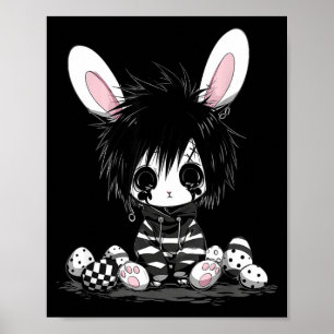 Emo goth black easter bunny k-pop boy girl teen poster