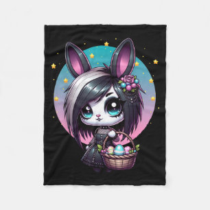 Emo Goth Girl Scene Easter Bunny Fleece Blanket