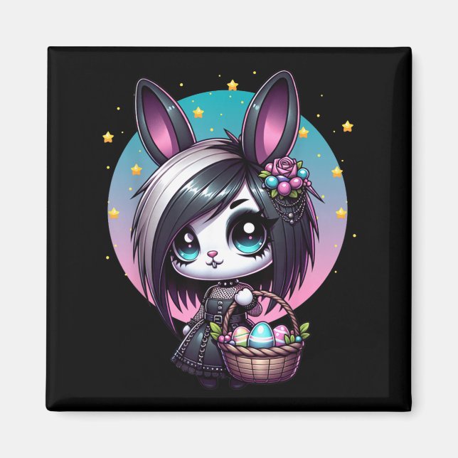 Emo Goth Girl Scene Easter Bunny Magnet (Front)