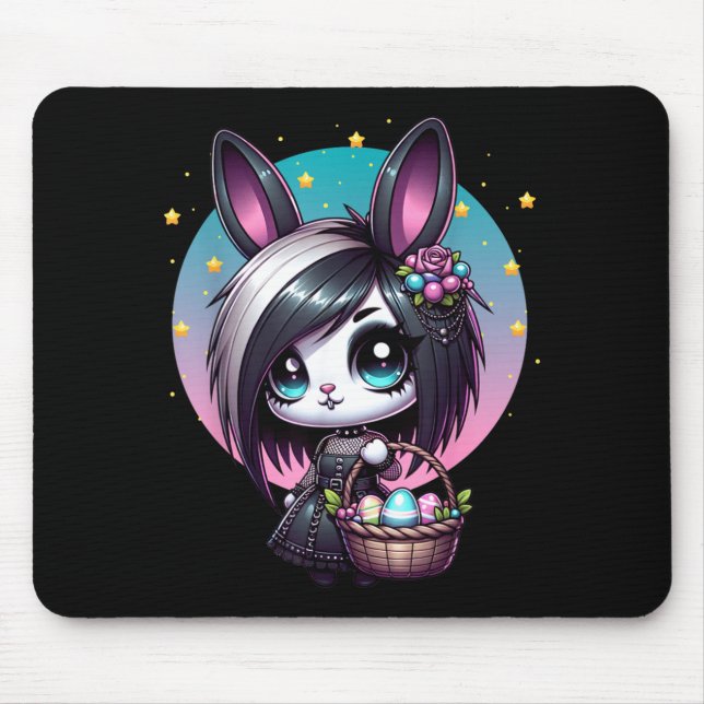 Emo Goth Girl Scene Easter Bunny Mouse Pad (Front)
