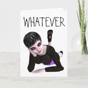 EMO GOTH GIRL "WHATEVER" GREETING CARDS