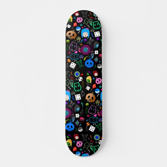 Emo Halloween Pattern Skateboard (Front)