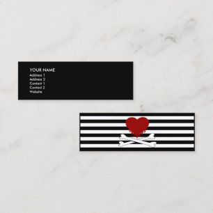 emo heart and crossbones. (see back) mini business card