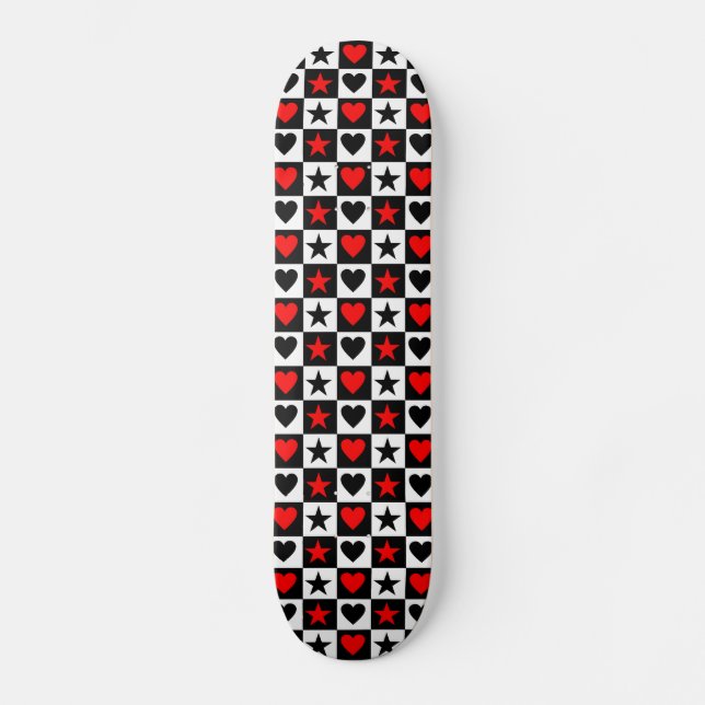 Emo Hearts & Stars Skateboard Deck (Front)