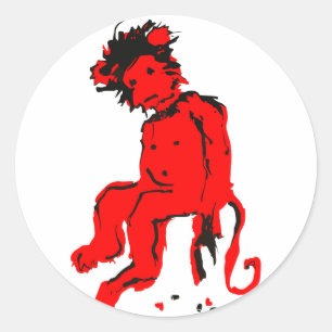 emo monkey ink classic round sticker
