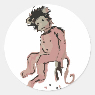 emo monkey ink classic round sticker