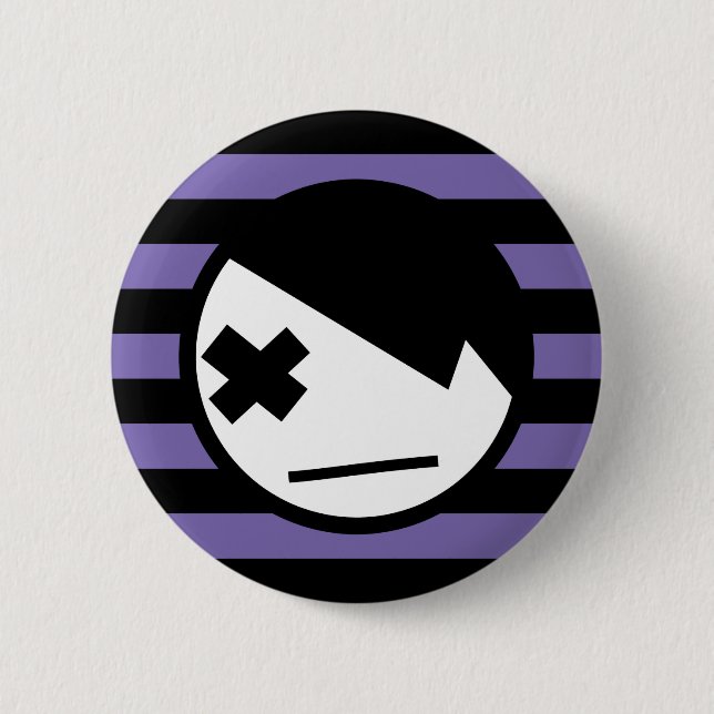 emo on stripes 1 6 cm round badge (Front)