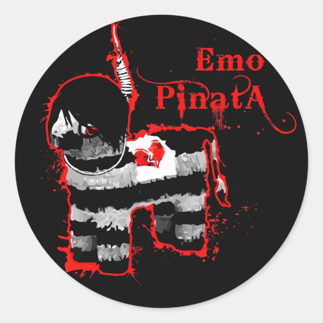 emo piñata classic round sticker (Front)