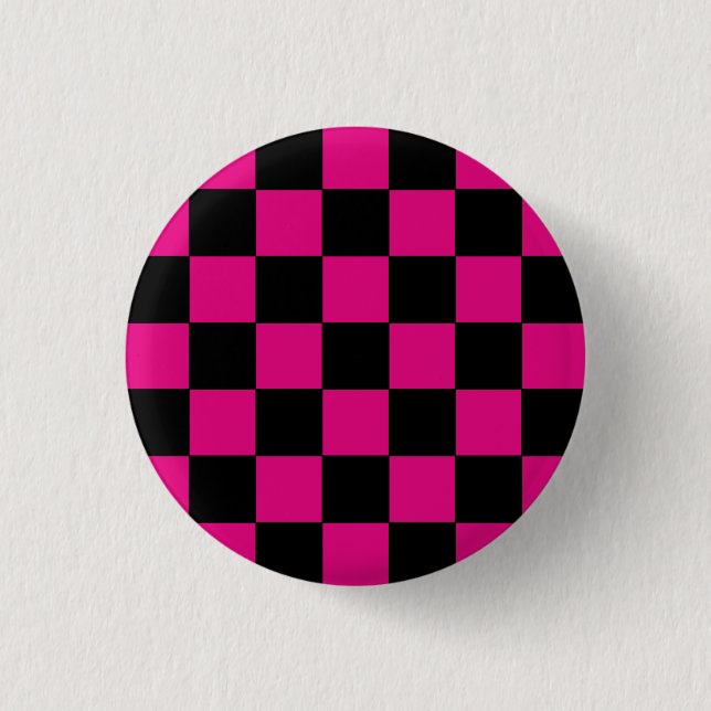 Emo Pink & Black Chequerboard 3 Cm Round Badge (Front)