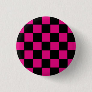 Emo Pink & Black Chequerboard 3 Cm Round Badge