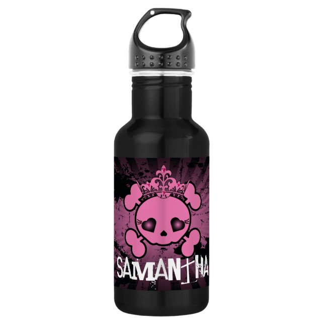 EMO Pink Skull Crossbones 32. oz. 532 Ml Water Bottle (Front)