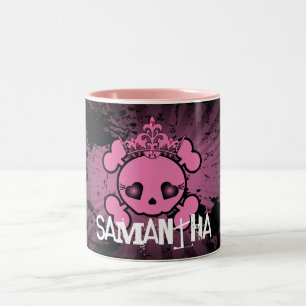EMO Pink Skull Crossbones Girly Coffee Mug Cup
