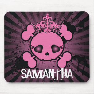 EMO Pink Skull Crossbones Personalised Mousepad