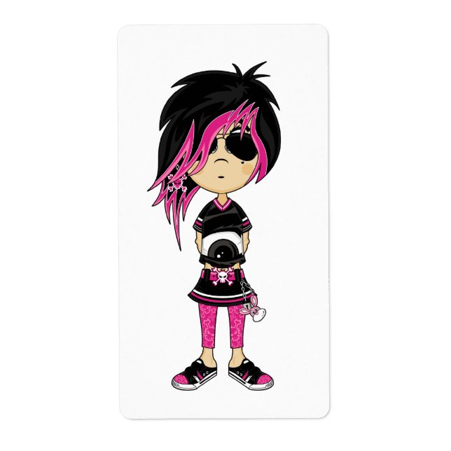 Emo Punk Girl Sticker Label (Front)
