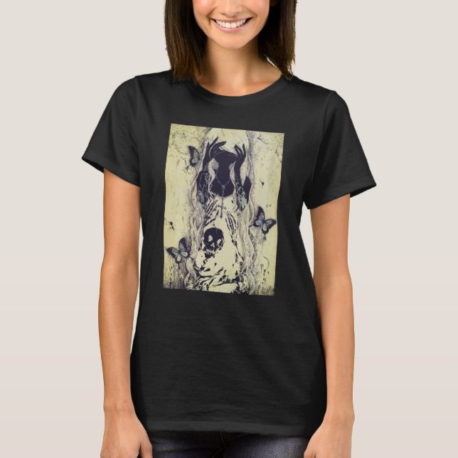 Emo punk graphic womens summer graphic skull butte T-Shirt (Front)