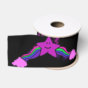 Emo Rainbow Star Ribbon (Wide, Custom) Grosgrain Ribbon