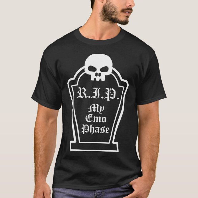 Emo Saying Quote Skull Grave Goth RIP My Emo Phase T-Shirt (Front)