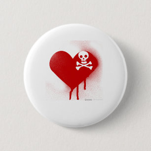 Emo Skull Heart Anti Valentines Day - Rock Grunge 6 Cm Round Badge