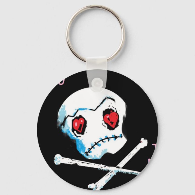 Emo Skulls & Hearts : "I love you death" accessory Key Ring (Front)
