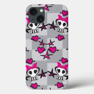 Emo Skulls Pattern iPhone 13 Case