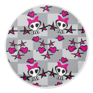 Emo Skulls Pattern Ceramic Knob