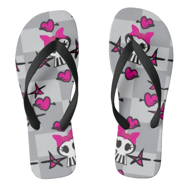 Emo Skulls Pattern Thongs (Footbed)
