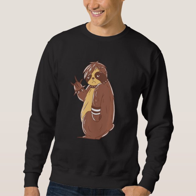 Emo Sloth  Funny Rock And Roll Sweatshirt (Front)