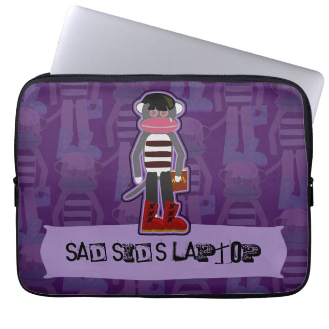 Emo Sock Monkey Purple Laptop Sleeve (Front)