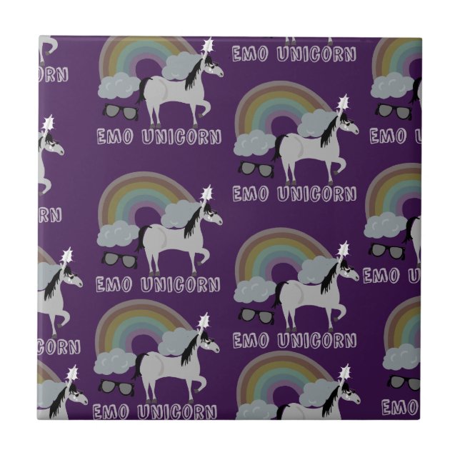 Emo Unicorn Pattern Ceramic Tile (Front)