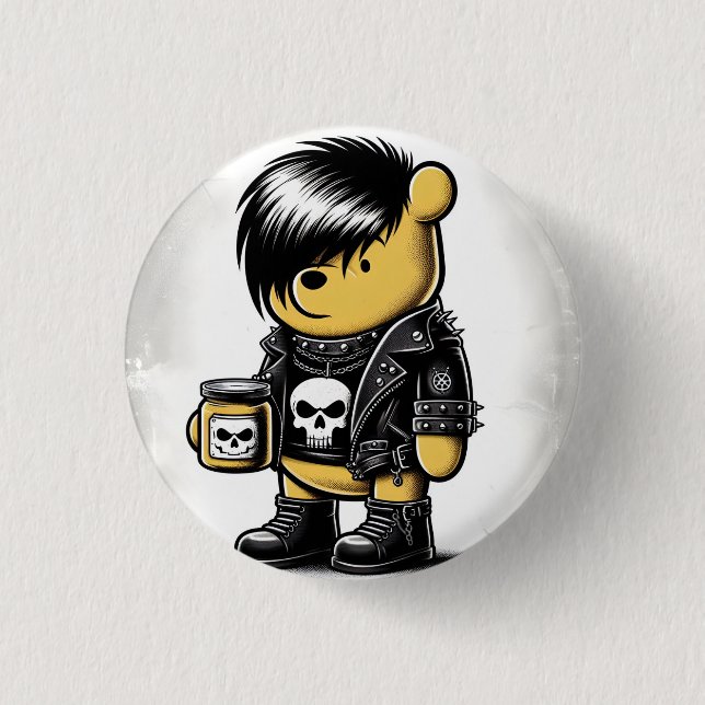 Emo Winnie the Pooh 1 3 Cm Round Badge (Front)