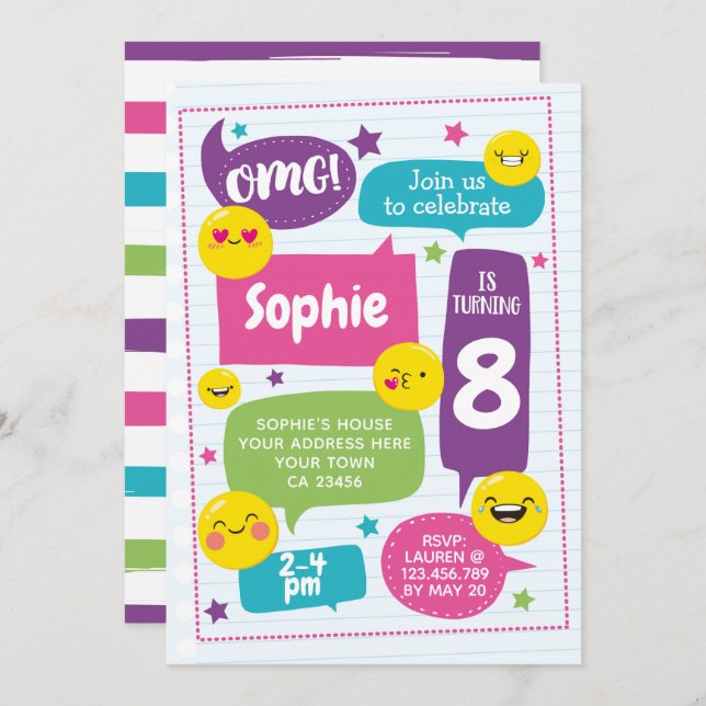 Emoij Birthday Invitation (Front/Back)