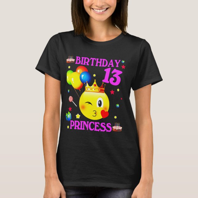 Emoji 13 Years Old 13th Birthday Princess Girl T-Shirt (Front)