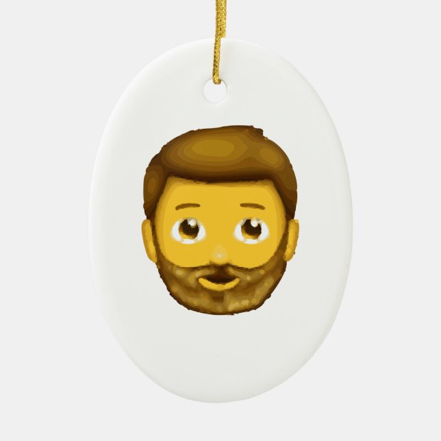 emoji bearded man ceramic ornament (Front)