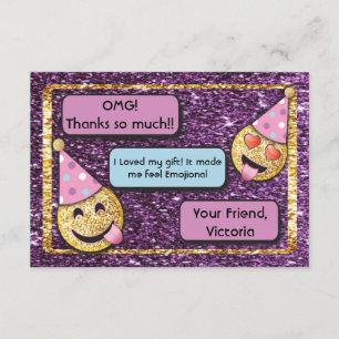 Emoji Birthday cell phone texting thank you Card