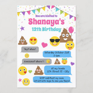 Emoji birthday invitation, Emoji Party Invite
