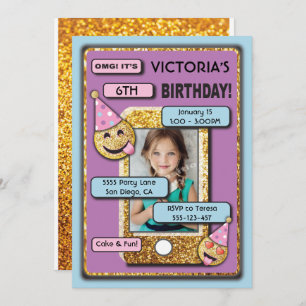 Emoji Birthday Party Cell Phone text invitation