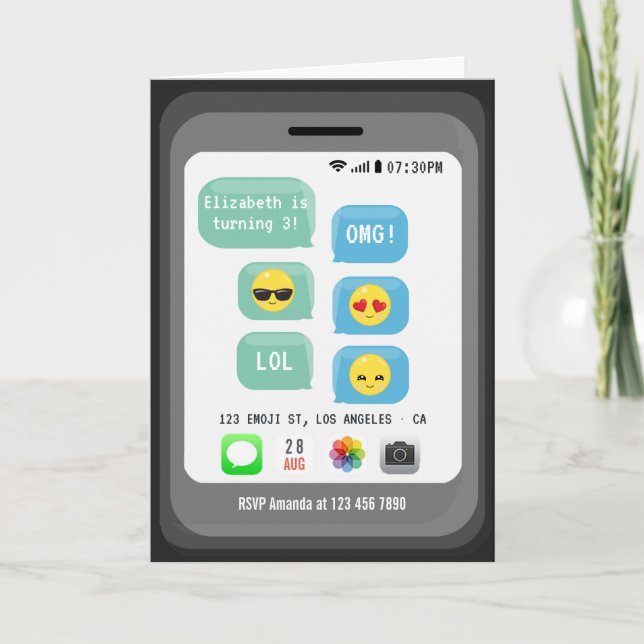 Emoji Birthday Party Invitation (Front)