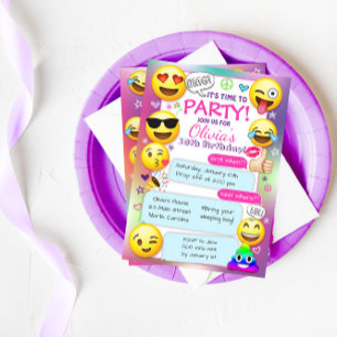 Emoji Birthday Party Invitations, Girl Emoji Party Invitation