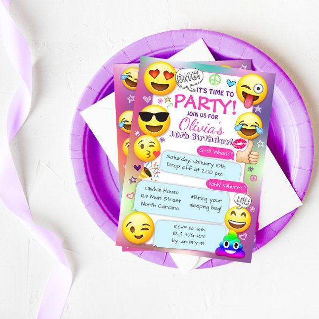 Emoji Birthday Party Invitations, Girl Emoji Party Invitation (Creator Uploaded)