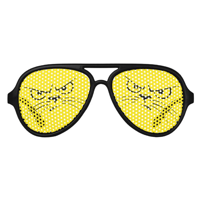 EMOJI CAT. ANGRY EMOJI AVIATOR SUNGLASSES (Front)